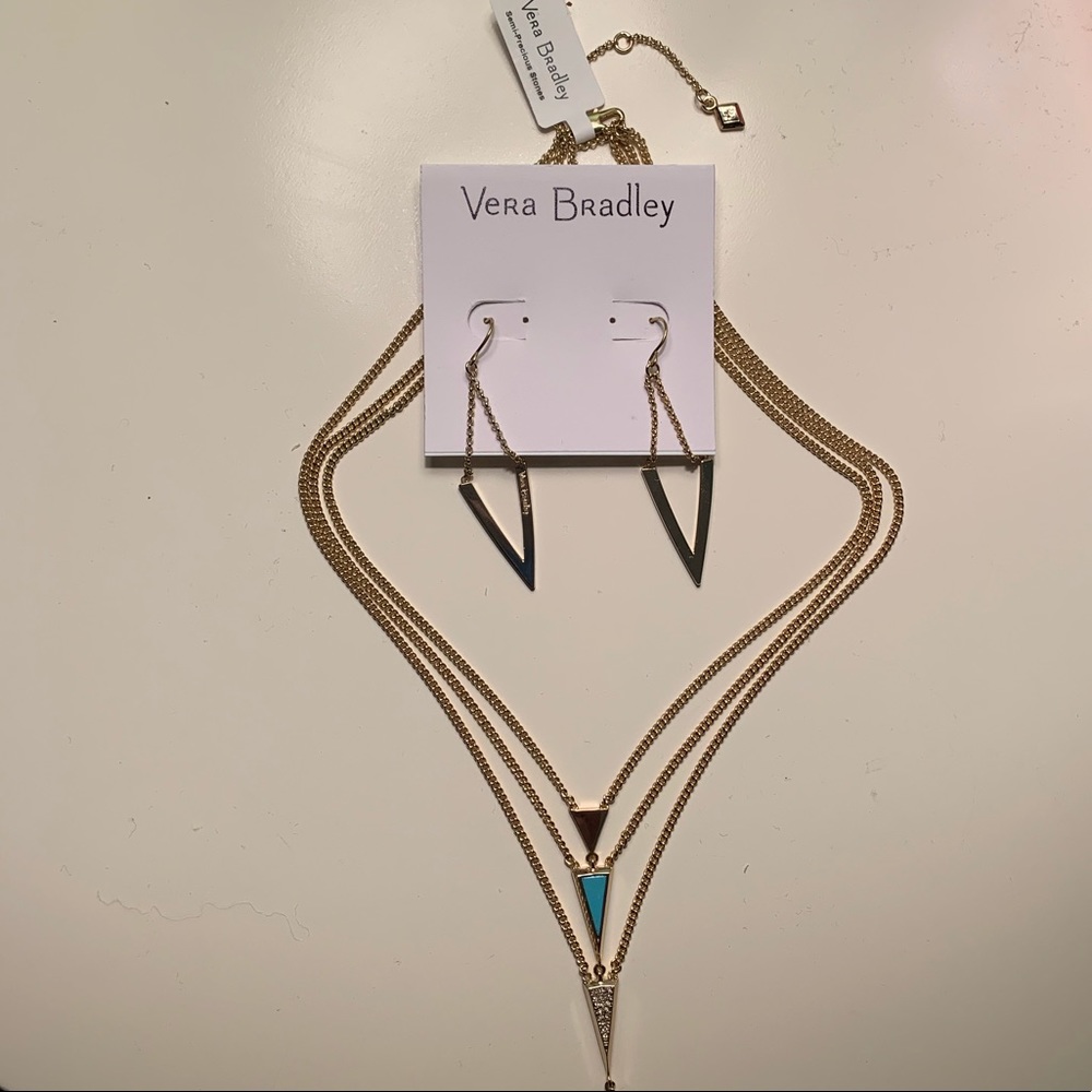 ✨HP✨-NWT Vera Bradley Gold Necklace Earring Set